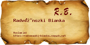 Radvánszki Bianka névjegykártya